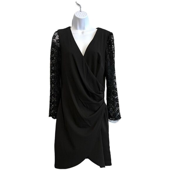 Donna Ricco Black Lace Sleeve Dress - Picture 1 of 5